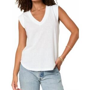 NEW PROJECT SOCIAL T rue v neck tank top in white